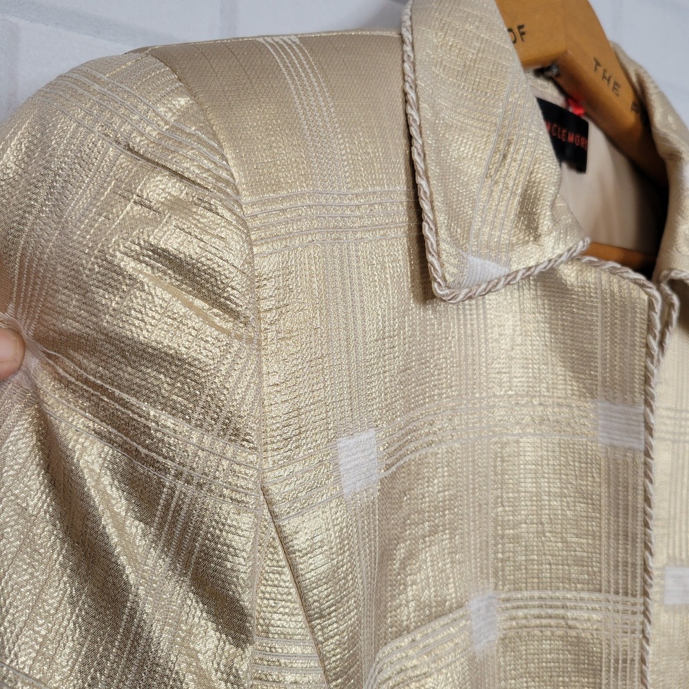 Nina Mclemore evening jacket size 4 gold silk brocade windowpane plaid 36" bust‎ - Picture 2 of 7